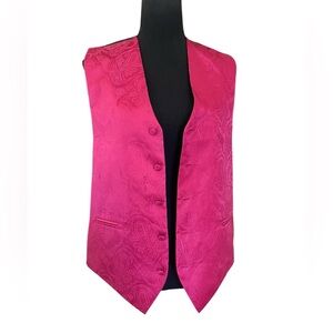 Elegant Hot Pink Paisley Women's Waistcoat Vest 5 Button Closure Size Small